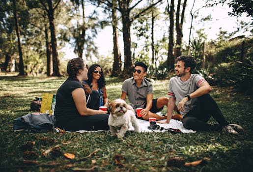 pexels-photo-745045-745045 Friends having a fun picnic in the park with a Shih Tzu, enjoying a sunny day outdoors.